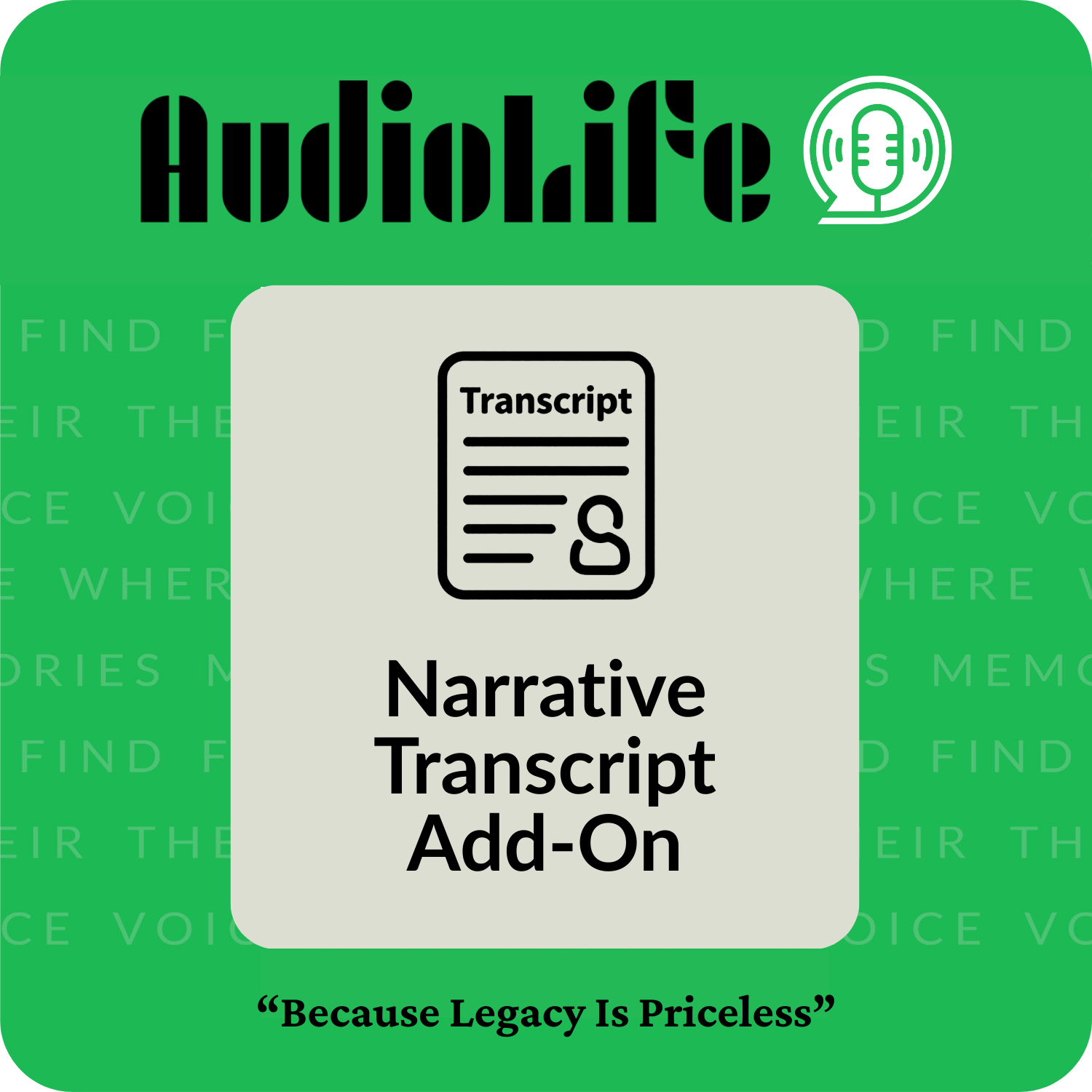 Narrative Memoir Transcript Add-On – AudioLife Memoirs